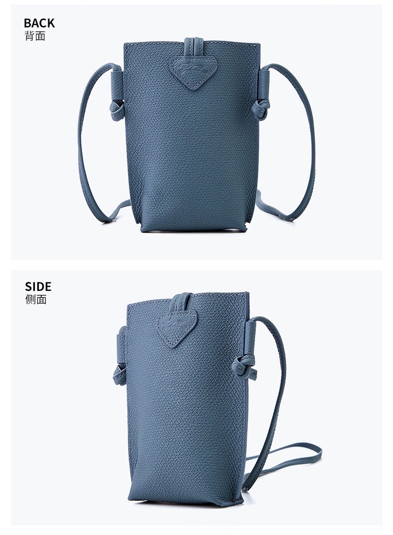 商品[国内直发] Longchamp|珑骧手机包奢侈品 女士灰蓝色皮质挂脖钱包卡包礼物送女友卡夹34180 HPN 569,价格¥934,第3张图片详细描述