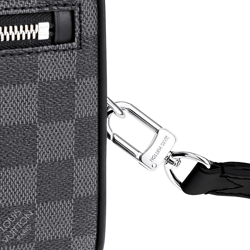 商品Louis Vuitton|预售10天 Louis Vuitton/路易威登 22春夏新款KASAI系列 男士石墨色方格棋盘帆布配皮徽标印花银扣配腕带拉链开合手拿包N41664,价格¥10338,第6张图片详细描述