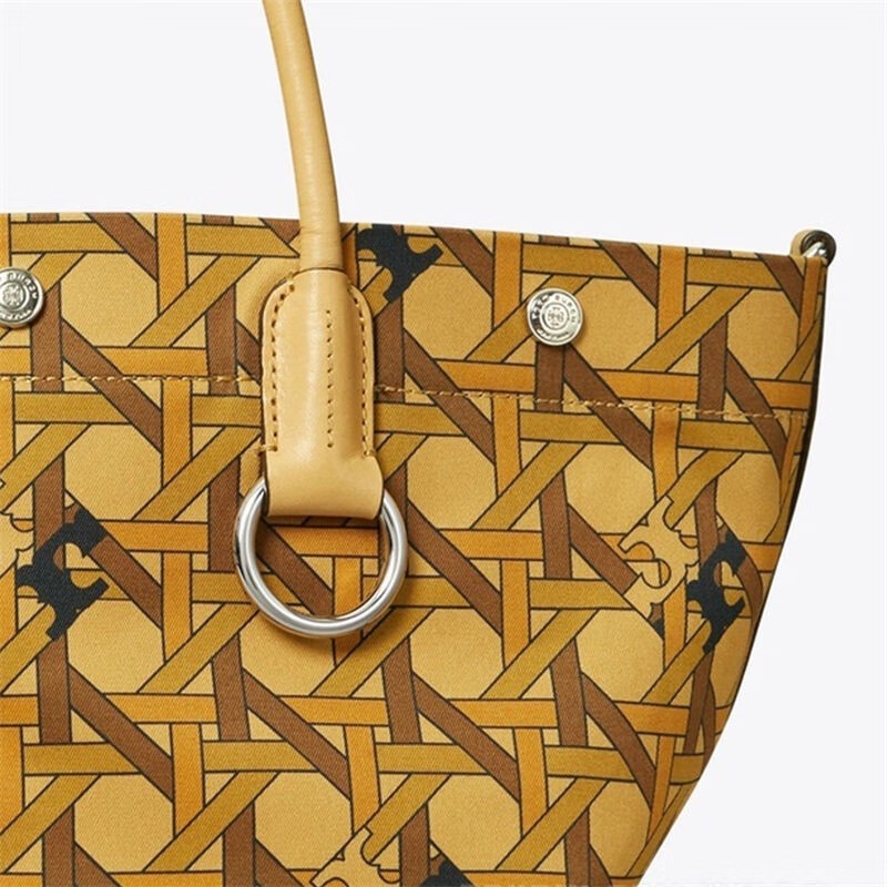 商品[国内直发] Tory Burch|汤丽柏琦TB女包奢侈品19几何图形象牙白帆布配皮小号Tote购物袋单肩斜挎托特包 146547-100,价格¥2381,第13张图片详细描述