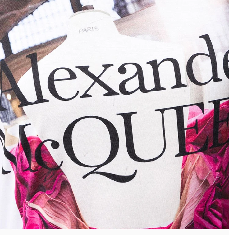 商品Alexander McQueen|ALEXANDER MCQUEEN 印花女士T恤 610895-QZAAZ-0900,价格¥1691,第8张图片详细描述
