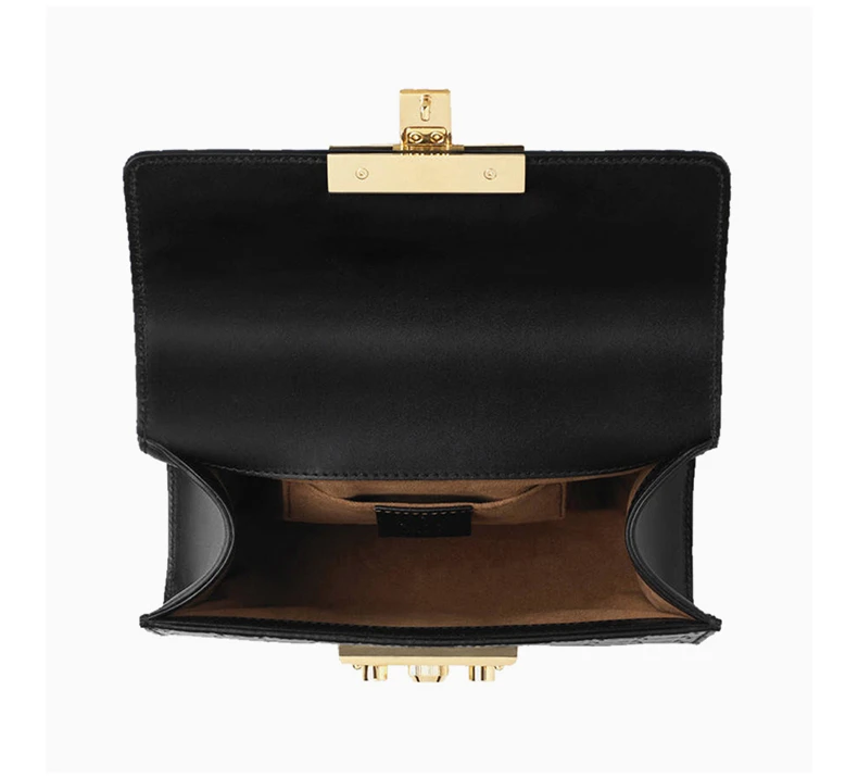 商品[国内直发] Gucci|【王子文同款】GUCCI 古驰 女士黑色Padlock系列小�号Gucci Signature皮革肩背包 409487-CWC1G-1000,价格¥17033,第6张图片详细描述
