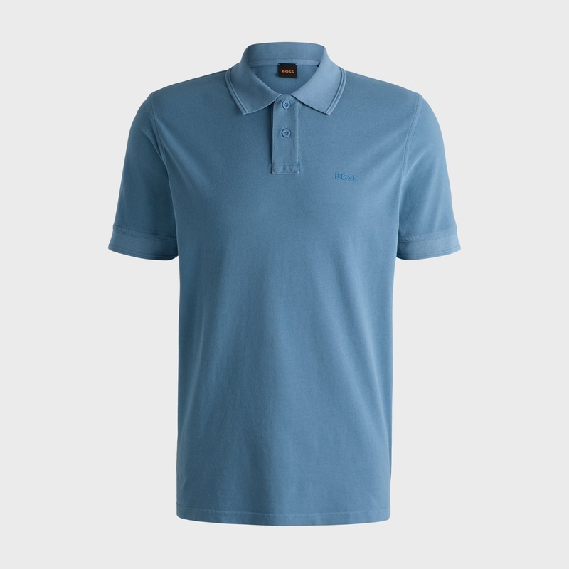 商品Hugo Boss|HUGO BOSS雨果BOSS ORANGE印有徽标的棉质珠地网眼Polo衫,价格¥687,第2张图片详细描述