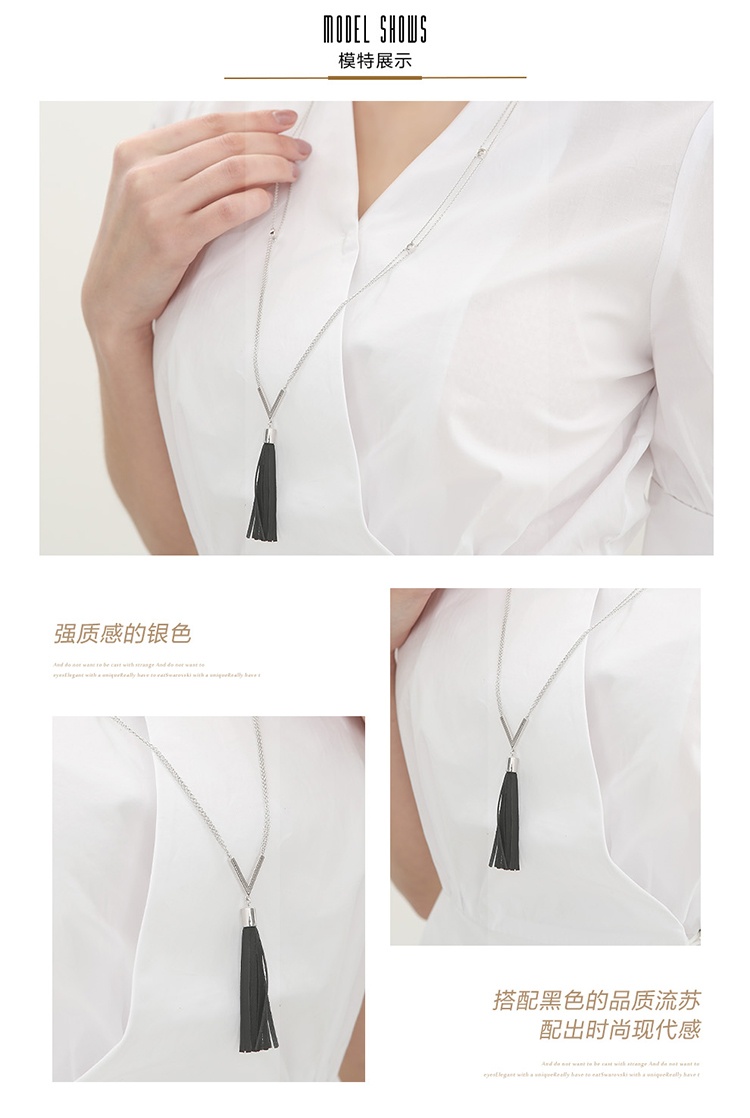 商品[国内直发] MYFD|【美国】MY FASHION DESIGN 925银 镶嵌锆石 商务经典系列 几何三角形礼服链,价格¥74,第4张图片详细描述