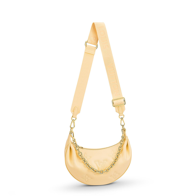 商品Louis Vuitton|【现货】Louis Vuitton/路易威登 Over The Moon系列 女士香蕉色老花压纹牛皮革金扣金链单肩斜挎手提月亮包M59823,价格¥18140,第2张图片详细描述