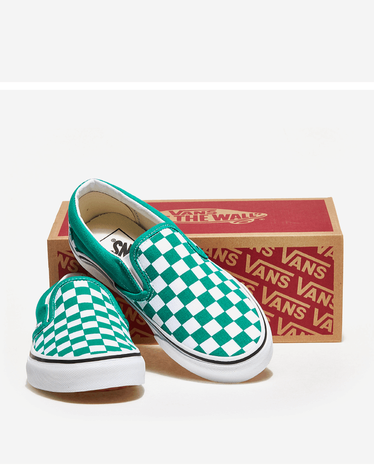 商品Vans|【韩国直邮|包邮包税】万斯 CLASSIC SLIP-ON  运动鞋 一脚蹬 懒人鞋  VN0A5JMHB00 (CHECKERBOARD) PEPPER GREEN/TRUE WHITE,价格¥407,第10张图片详细描述
