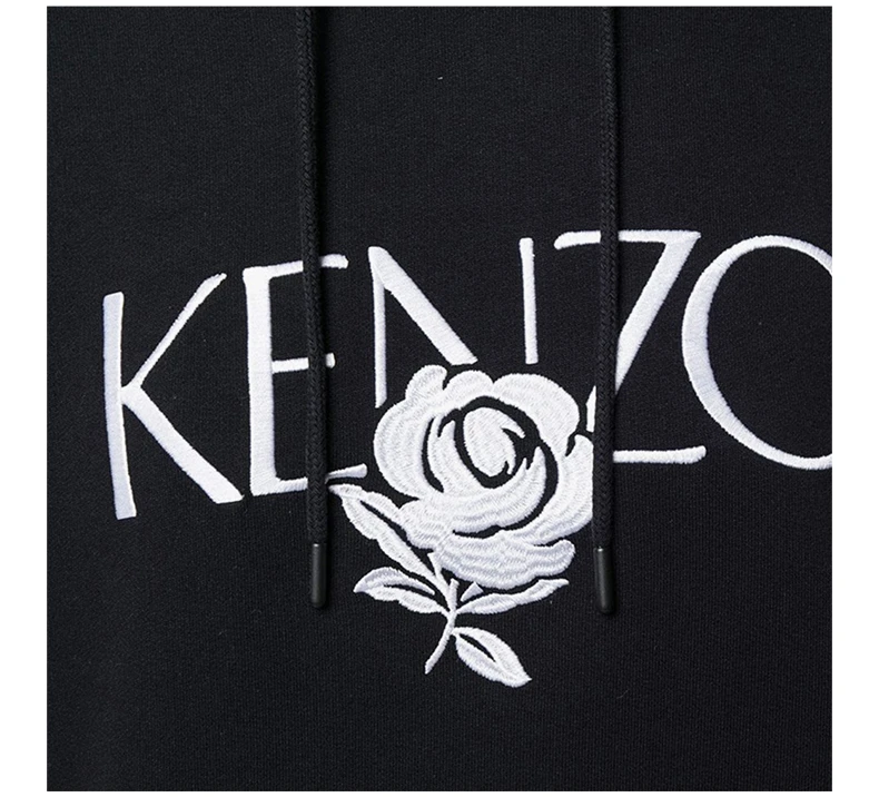 商品Kenzo|Kenzo 高田贤三 19春夏女士黑色纯棉字母印花抽绳连帽卫衣运动衫 F952SW780952-99,价格¥1855,第8张图片详细描述