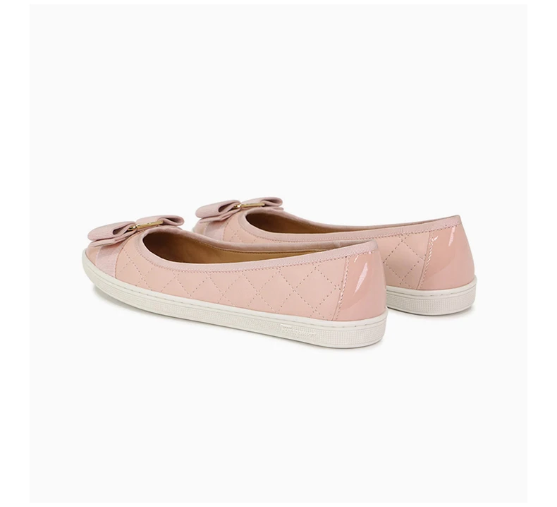 商品Salvatore Ferragamo|SALVATORE FERRAGAMO 女士粉色牛皮蝴蝶结平底船鞋 0685564,价格¥1084,第6张图片详细描述
