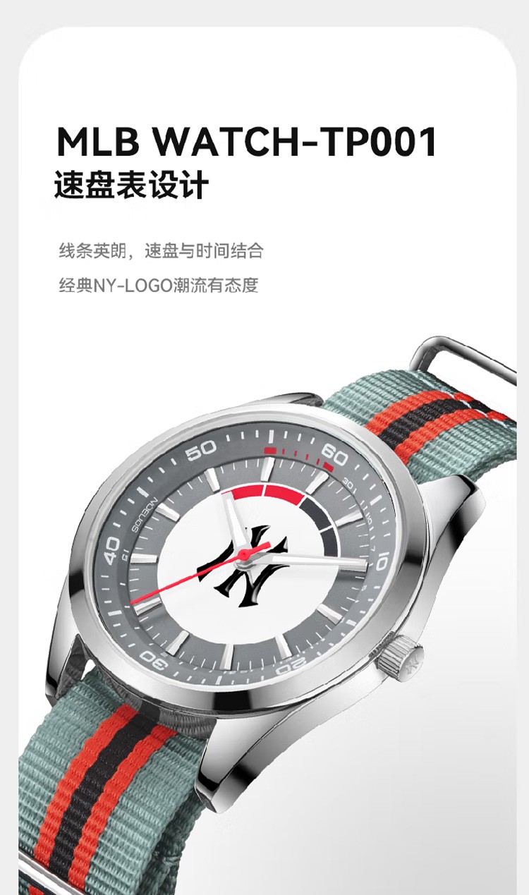 商品[国内直发] MLB|欧美帆布尼龙织带腕表 男女学生石英手 MLB-TP001,价格¥200,第5张图片详细描述