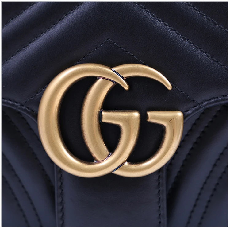 商品[国内直发] Gucci|GUCCI 古驰 GG Marmont系列 马蒙 金标logo做旧 绗缝皮革链条黑色女士单肩包 443497-DTDIT-1000,价格¥20770,第7张图片详细描述