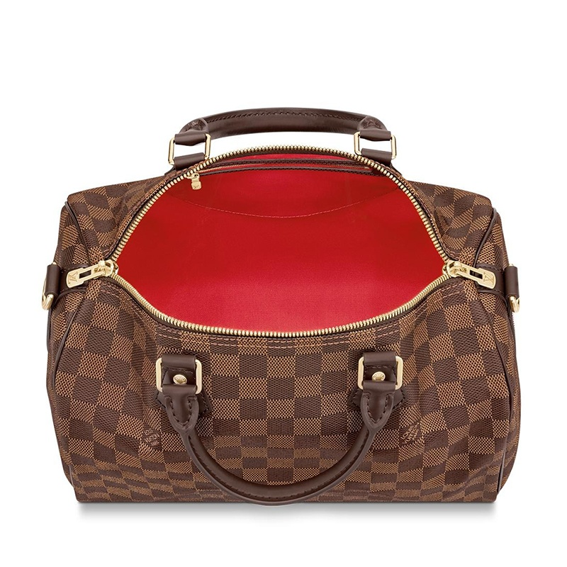 商品Louis Vuitton|预售10天 Louis Vuitton/路易威登 经典款SPEEDY 30系列 女士乌木色棋盘格帆布饰皮革滚边金扣配可拆卸肩带拉链开合单肩斜挎手提包N41367,价格¥14115,第5张图片详细描述