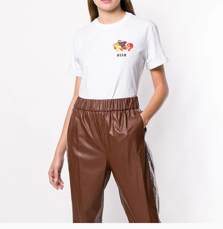 商品MSGM|MSGM 女士棉质字母印花圆领短袖T恤 2641MDM173-5298-01,价格¥625,第5张图片详细描述