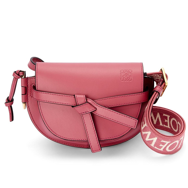 商品Loewe|LOEWE/罗意威 22新款Gate Dual系列 女士迷你款梅花色小牛皮提花织物肩带翻盖开合单肩斜挎包A650N46X13-2823,价格¥12743,第2张图片详细描述