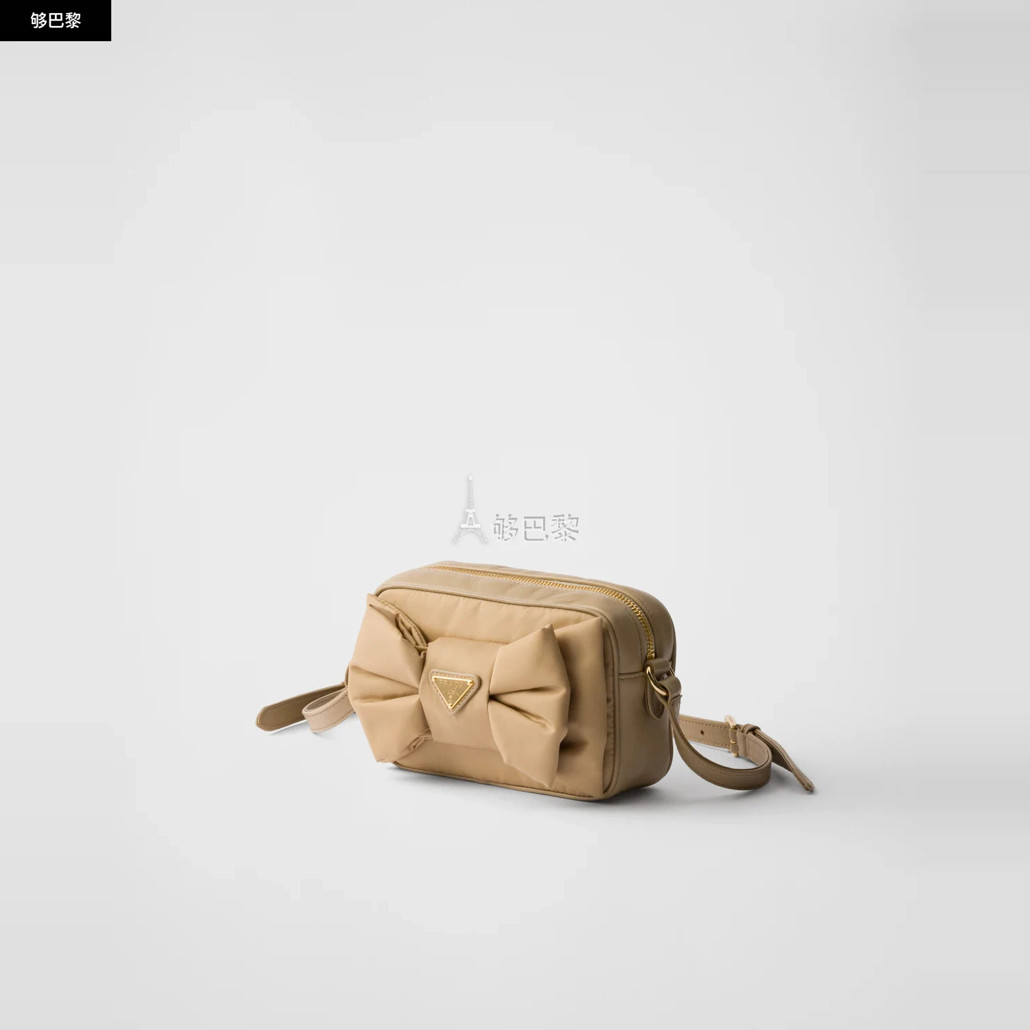 商品Prada|【预售】 普拉达 25春夏 女士 单肩包 Mini sac à bandoulière en Re-Nylon et cuir nappa avec nœud 1BH166_RP0C_F0040_V_DXO,价格¥13107,第4张图片详细描述