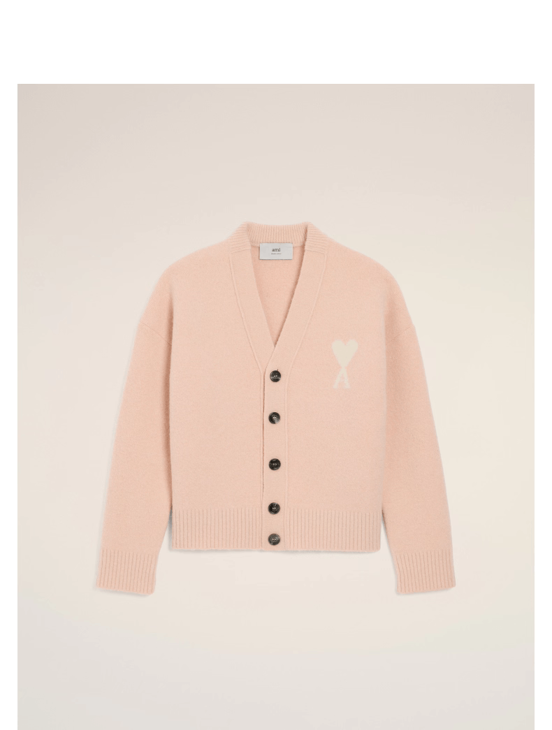 商品AMI|【秋冬新品】AMI 男女同款ADC羊驼毛混纺云朵开衫 爱心V领（香港仓发货）,价格¥3681,第3张图片详细描述