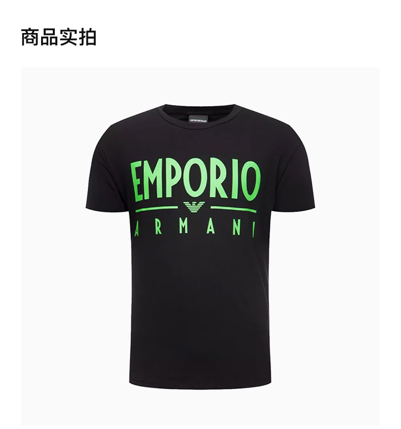 商品Emporio Armani|Emporio Armani 安普里奥 阿玛尼 男士黑色字母印花短袖T恤 3H1T90-1J0AZ-0999,价格¥387,第6张图片详细描述