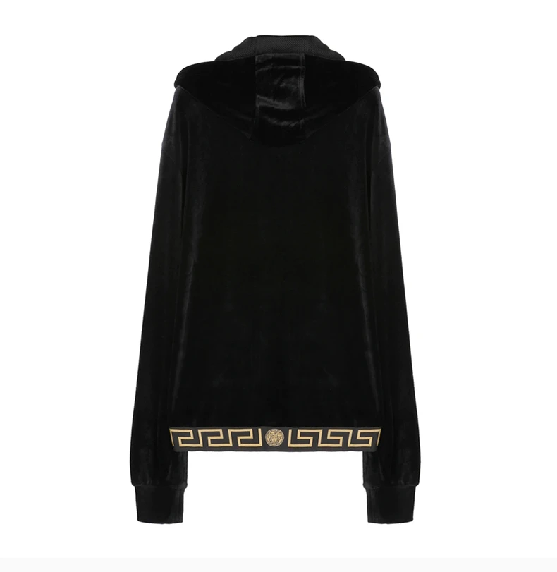 商品Versace|VERSACE 范思哲 Greco边饰丝绒连帽衫 AGU15010-AC00344-A008,价格¥3108,第3张图片详细描述