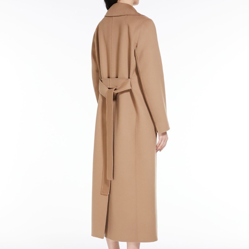 商品Max Mara|【现货】麦丝玛拉 女士驼色初剪羊毛系带双排扣长款大衣9016153906045,价格¥5562,第4张图片详细描述