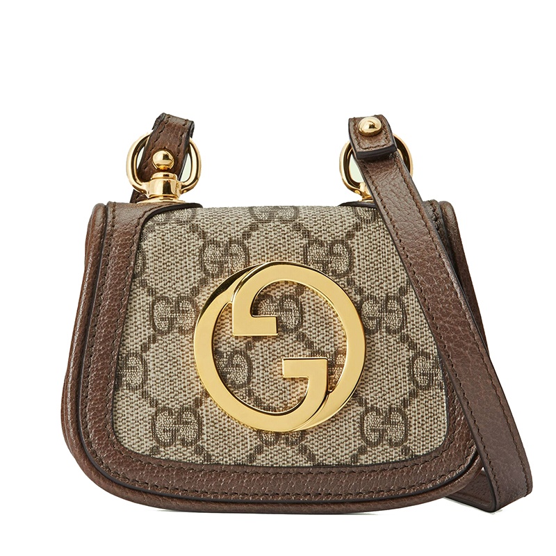 商品Gucci|【包税】GUCCI/古驰  22新款Blondie系列 女士乌木色/棕色帆布配皮圆形G金扣小包钱包挂脖包698635K9GSG8358,价格¥6271,第4张图片详细描述