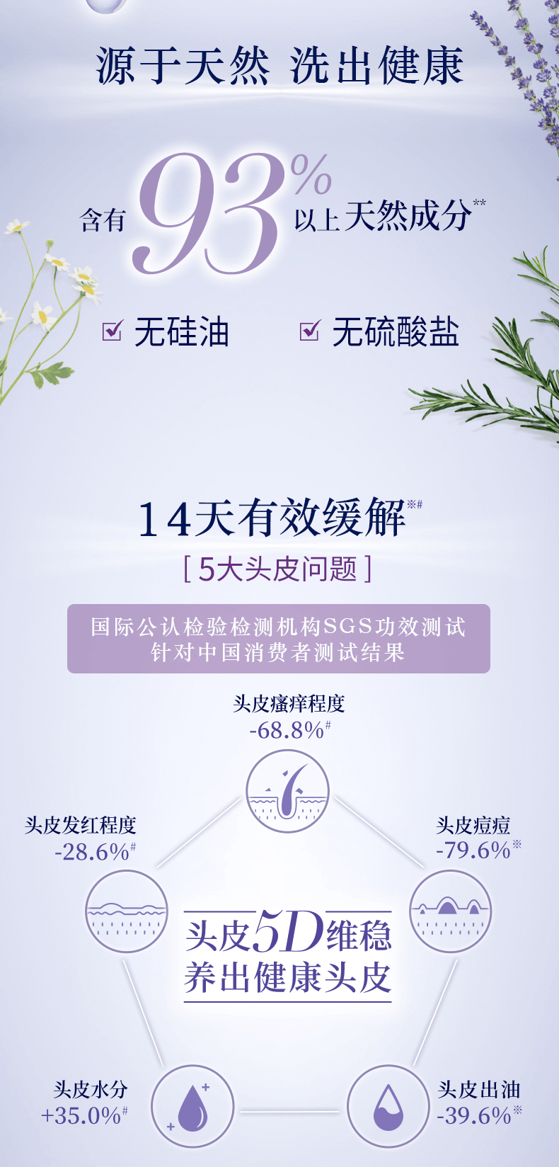 商品L'Occitane|欧舒丹5合1草本菁纯平衡洗发500ml丰盈蓬松滋养控油大瓶,价格¥256,第6张图片详细描述