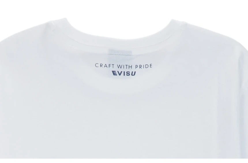 商品Evisu|【享贝家】（国内现货-QD）EVISU 福神 胸前小标圆领宽松短袖T恤 男女同款 白色 ET5UTS903WH,价格¥76,第5张图片详细描述