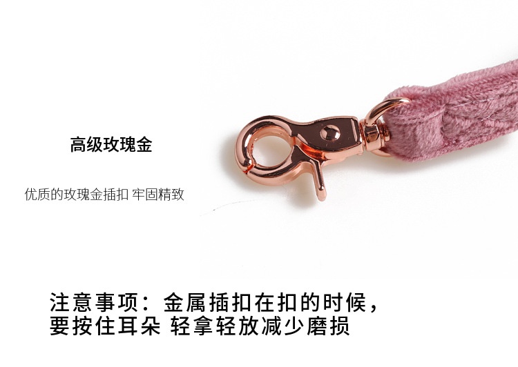 商品[国内直发] GLENVINTEN|丝绒宠物项圈 蝴蝶结狗项圈 玫瑰金全金属,价格¥88,第4张图片详细描述