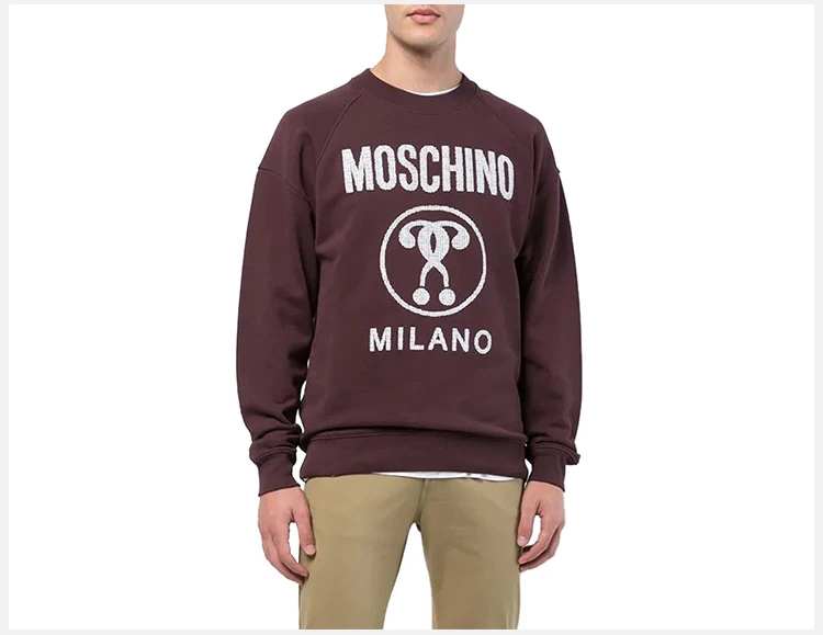 商品[国内直发] Moschino|Moschino 莫斯奇诺 男士紫红色棉质徽标印花运动衫 ZA1702-5227-1194,价格¥1016,第6张图片详细描述