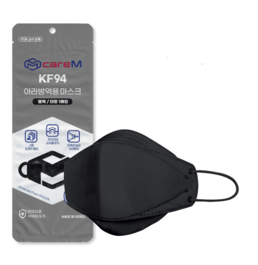 商品careM|【享贝家】（国内现货，下单后不能取消）韩国CAREM 成人KF94口罩 黑色 100片/盒 CAREM BLK-L,价格¥117,第2张图片详细描述