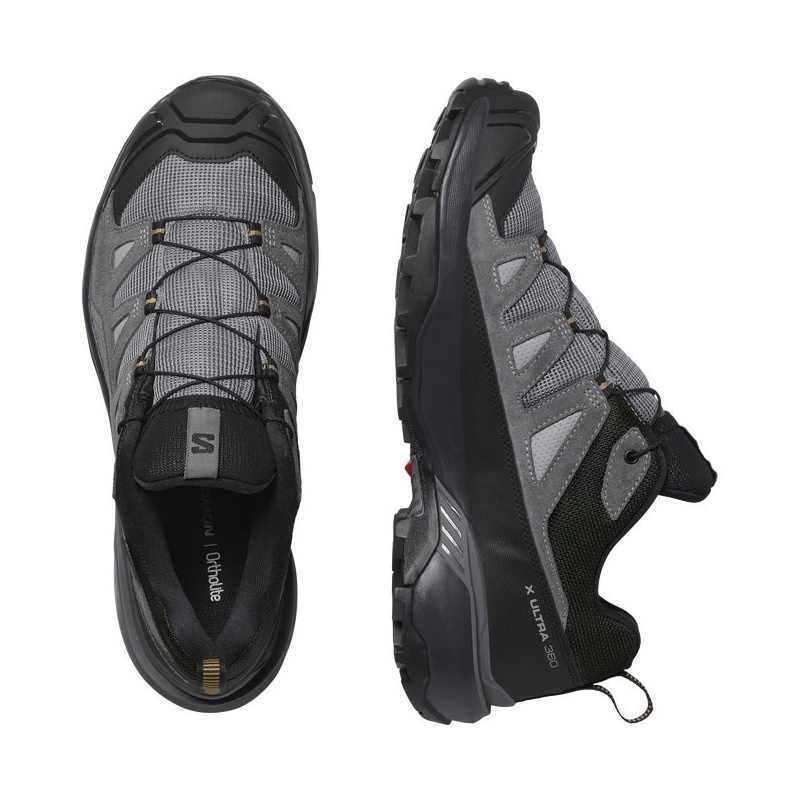 商品Salomon|Salomon萨洛蒙 X ULTRA 360 LEATHER GORE-TEX系列男士鲨鱼皮灰/岩石灰/海藻绿纺织登山鞋,价格¥1166,第9张图片详细描述