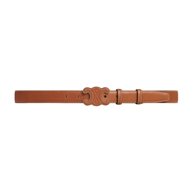 商品Celine|赛琳23新款 女浅棕色中号牛皮革棕扣腰带2.5cm,价格¥3854,第4张图片详细描述