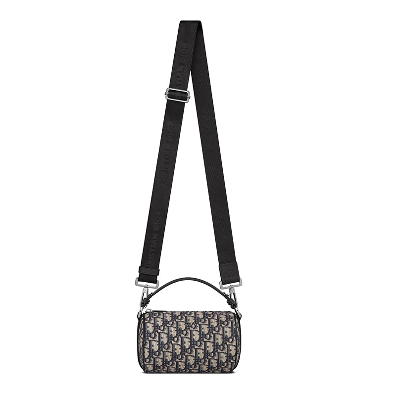 商品Dior|DIOR/迪奥 经典ROLLER系列 男士迷你米色黑色Oblique提花老花帆布单肩斜挎桶包,价格¥13669,第5张图片详细描述