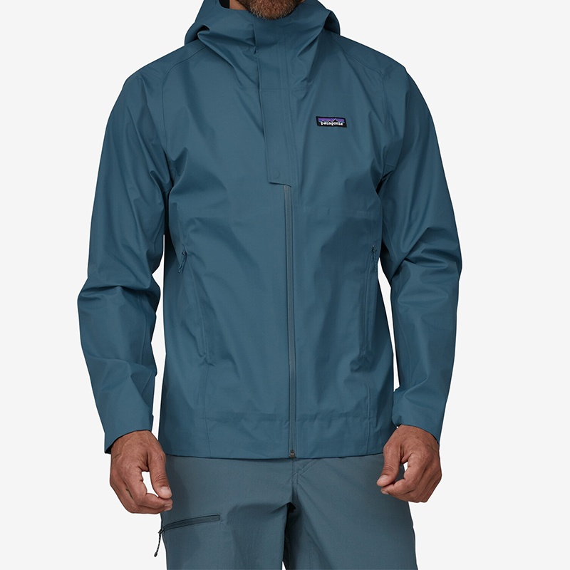 商品Patagonia|Patagonia 23年新款 男士波浪蓝色/烟熏蓝色/丹参绿色再生尼龙防水夹克（3色可选）,价格¥1796,第2张图片详细描述