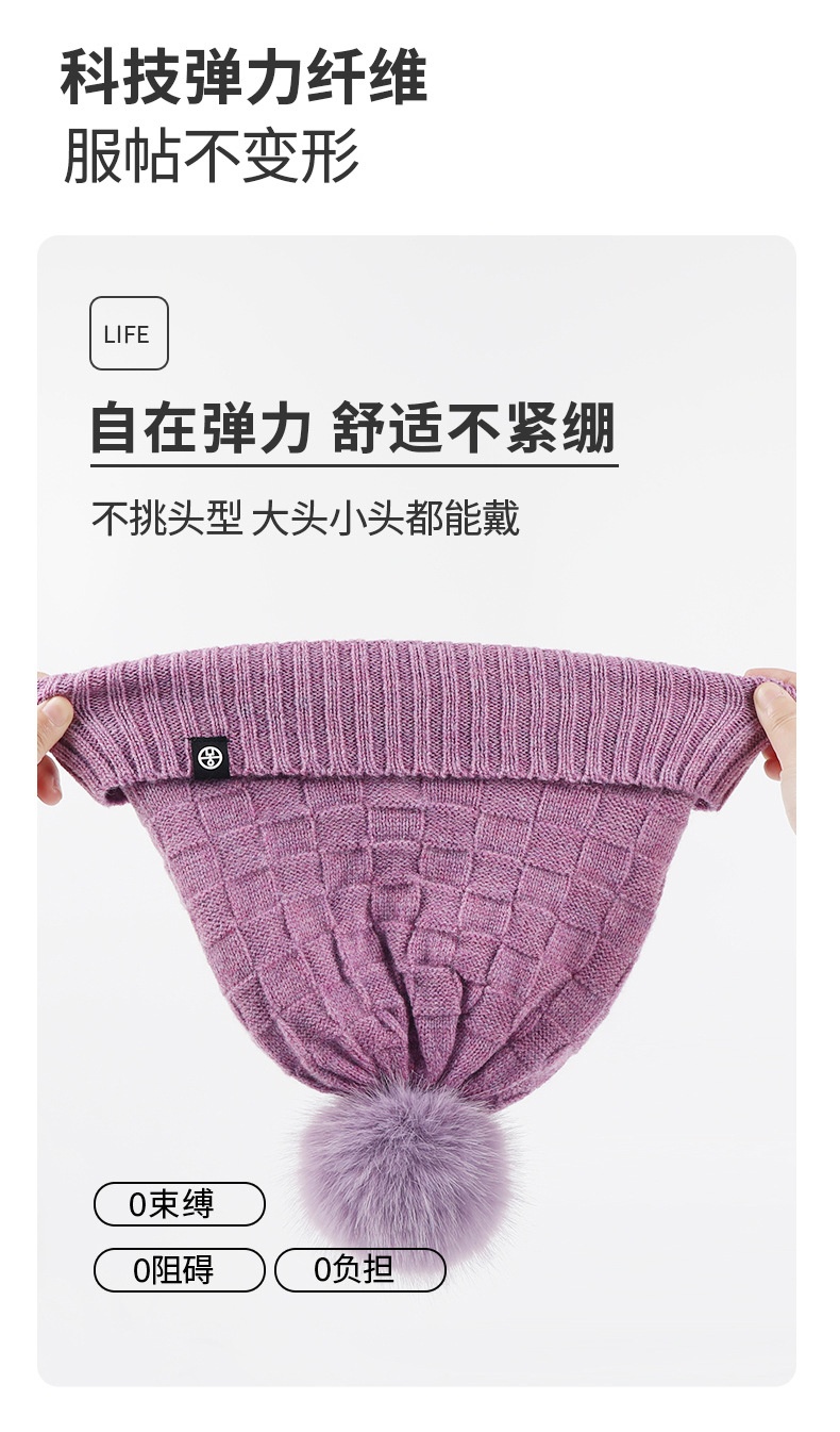 商品[国内直发] GLENVINTEN|格岚云顿英国品牌冬季围巾三件套加绒户外保暖毛球针织帽子围巾手套三件套装,价格¥186,第7张图片详细描述