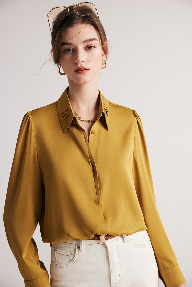 商品[国内直发] GLENVINTEN|格岚云顿英国品牌真丝衬衫女2024春夏新款19姆米弹力双乔长袖桑蚕丝衬衣服装,价格¥685,第20张图片详细描述