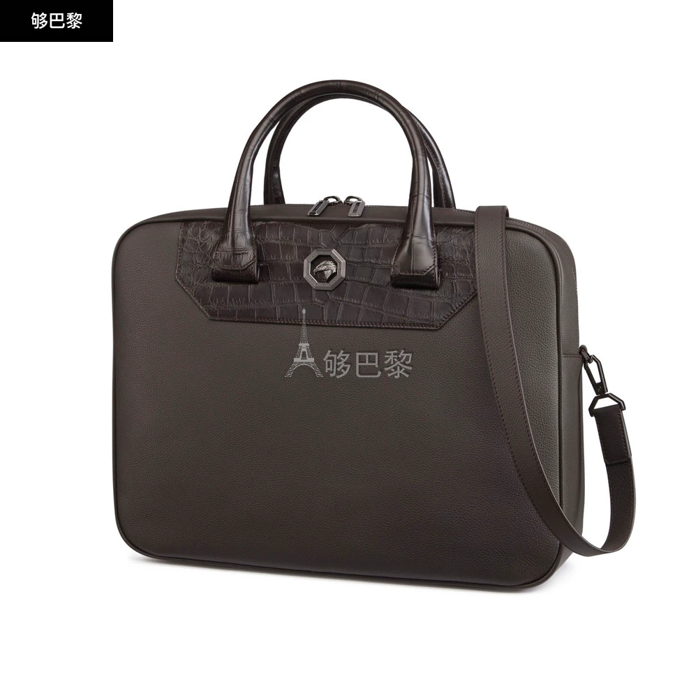 商品Stefano Ricci|【预售】 史蒂芬 25春夏 男士 公文包 Calfskin and matted crocodile business bag ND225R5TU-MRCS.M019 ,价格¥56338,第6张图片详细描述