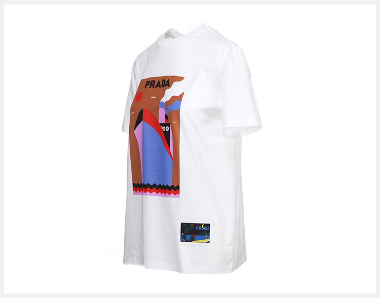 商品Prada|Prada 普拉达 女士白色棉质短袖T恤 135664-1QGA-F0O7V,价格¥2171,第7张图片详细描述