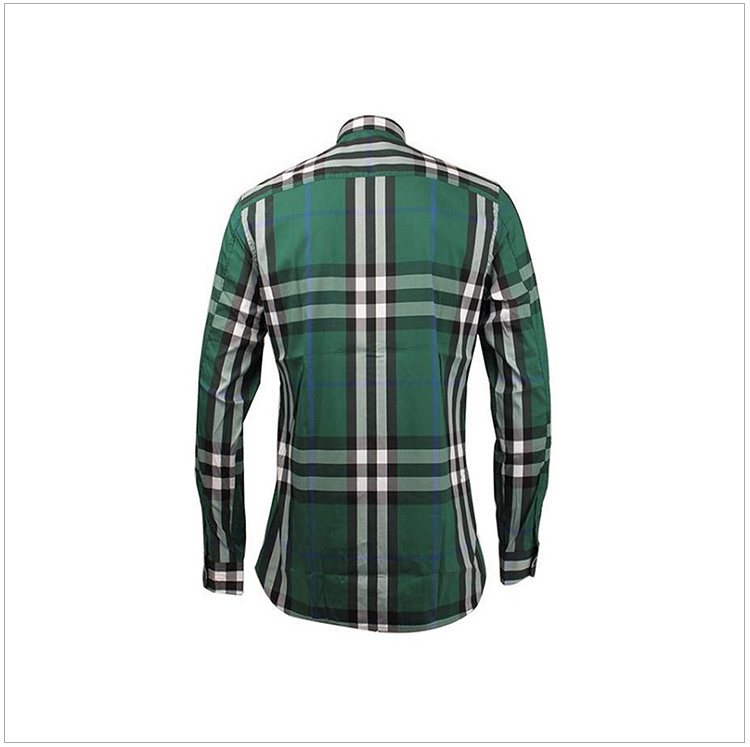 商品Burberry|Burberry 博柏利 男士绿色纯棉经典格纹长袖衬衫 3954493,价格¥1388,第8张图片详细描述