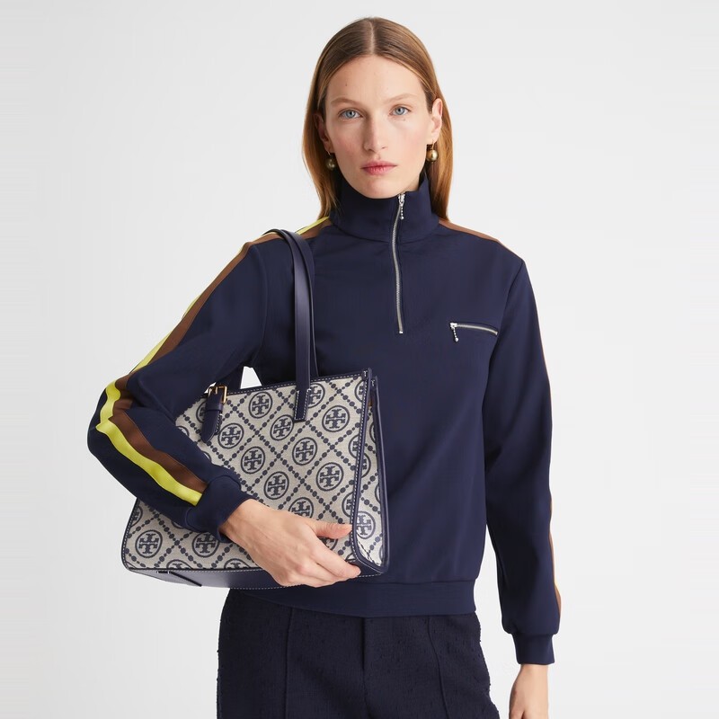 商品[国内直发] Tory Burch|汤丽柏琦TB女包 T MONOGRAM小号拉链单肩托特包女包 145535 榛子棕,价格¥2794,第8张图片详细描述