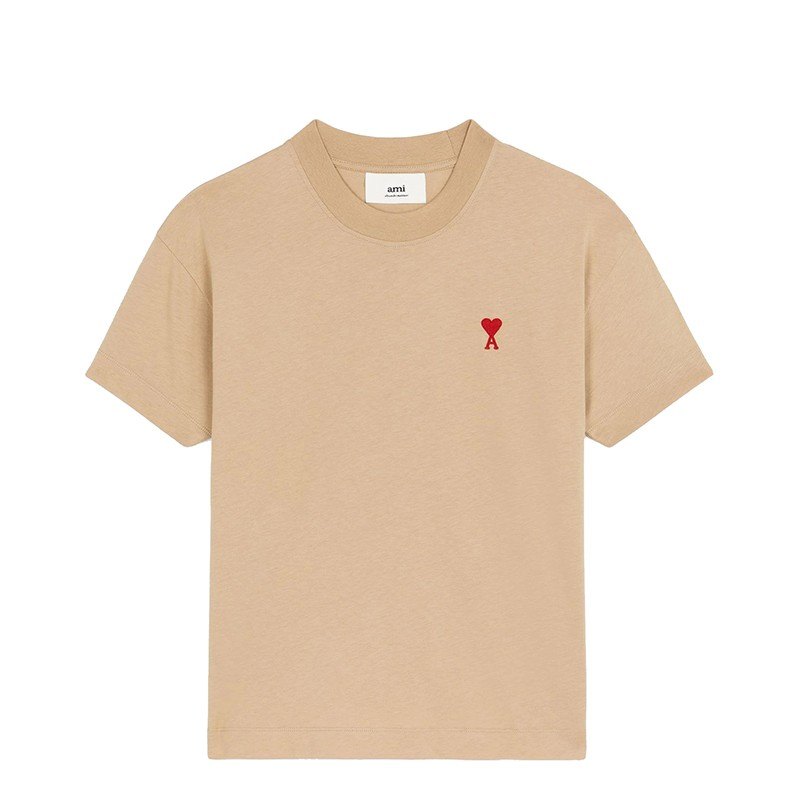 商品AMI|AMI PARIS Ami De Coeur系列 女士米色棉质短袖,价格¥966,第2张图片详细描述