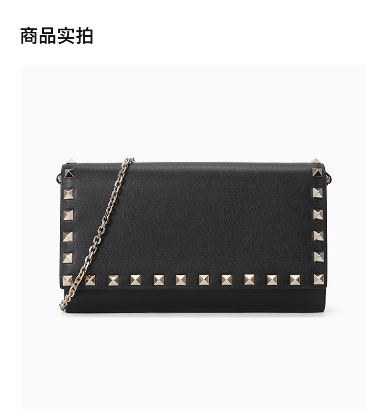 商品Valentino|VALENTINO 女士黑色牛皮链式手拿单肩斜跨包 RW2P0652-BOL-0NO,价格¥4610,第4张图片详细描述