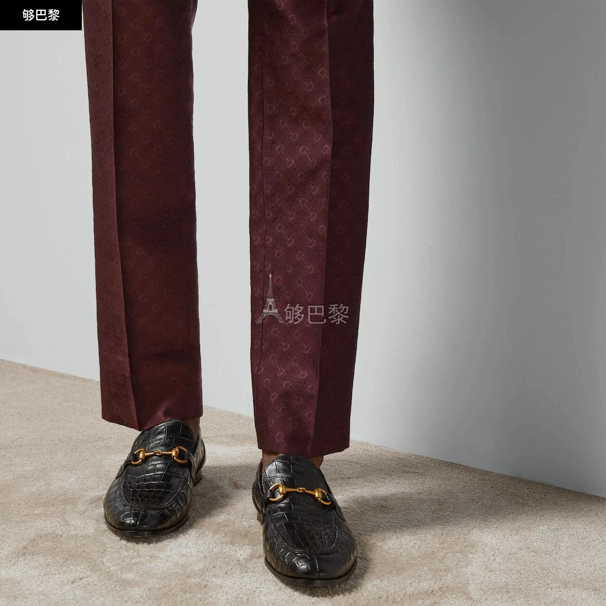 商品Gucci|【预售】 古驰 25春夏 男士 西裤 马衔扣羊毛桑蚕丝混纺长裤 762220 ZAKIT 6233 ,价格¥10706,第6张图片详细描述