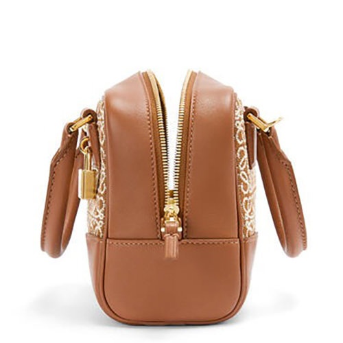 商品Loewe|【包税】LOEWE/罗意威 Amazona 16系列 女士棕褐色/山核桃色徽标提花帆布配皮饰金锁单肩手提包A039N21X03-2713,价格¥15401,第4张图片详细描述
