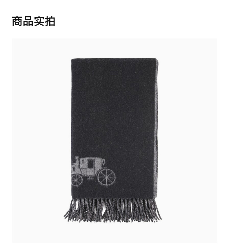 商品Coach|COACH 女士黑灰拼色logo围巾 F4622BKHG,价格¥603,第5张图片详细描述