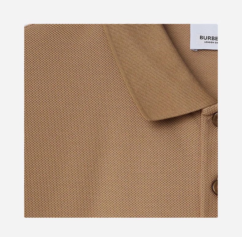 商品Burberry|【现货】博柏利 男士驼色棉质Logo字母刺绣短袖Polo衫 80844381,价格¥1764,第6张图片详细描述