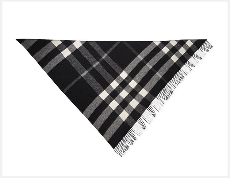 商品[国内直发] Burberry|Burberry 巴宝莉 女士灰色格纹羊绒围巾 4065350-灰色,价格¥3320,第3张图片详细描述