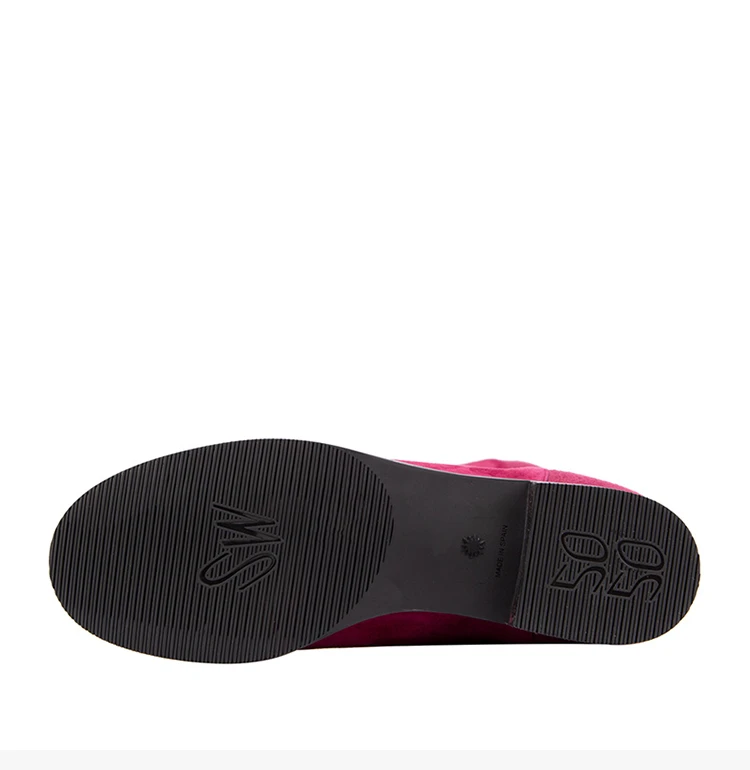商品Stuart Weitzman|STUART WEITZMAN 女士玫红色麂皮绒时尚及膝长筒靴 5050-SUE-CRANBERRY,价格¥2682,第9张图片详细描述