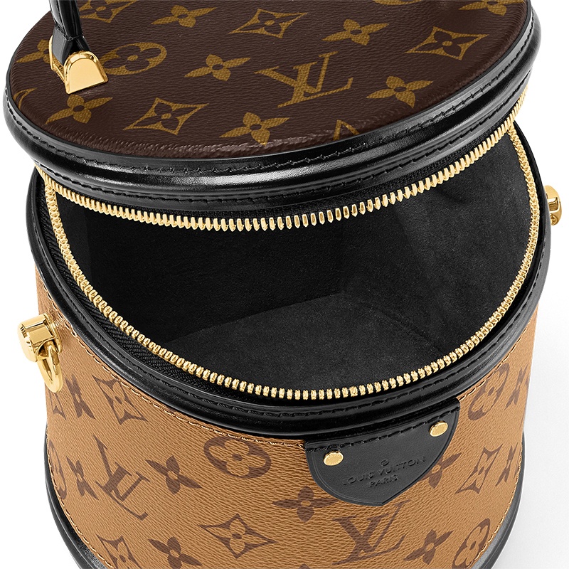 商品Louis Vuitton|【预售十天】路易威登 女士驼色帆布老花/小牛皮饰边金色五金拉链开合可拆卸可调节肩带圆桶包,价格¥20527,第6张图片详细描述
