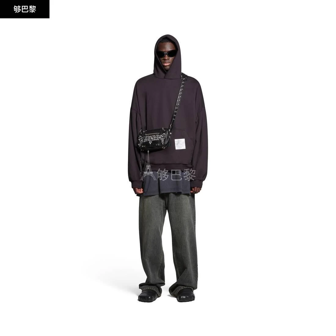 商品Balenciaga|包邮包税【预售7天发货】 BALENCIAGA巴黎世家 24春夏 男士 单肩包 Le Cagole DIY METAL加小号翻盖包 7190822AAXD1000,价格¥16234,第5张图片详细描述