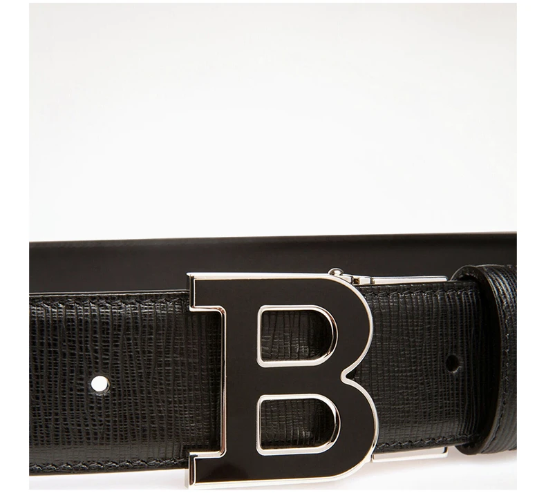 商品Bally|BALLY 男士黑色皮质B字搭扣可裁剪板扣式双面皮带腰带 6226632,价格¥1439,第5张图片详细描述