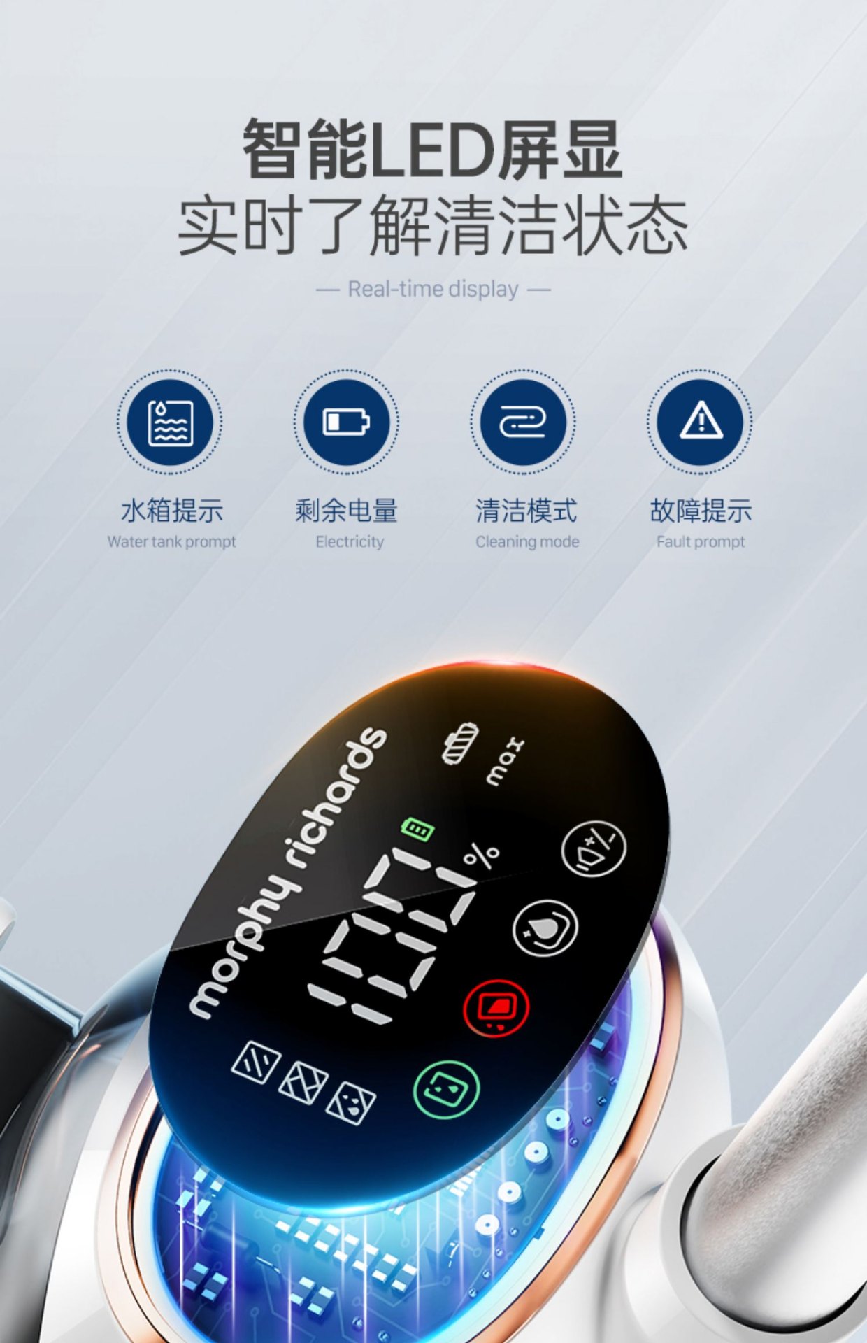商品[国内直发] Morphy Richards|洗地机家用扫拖吸三合一拖把无线智能自动静音清洗机MR3300,价格¥2066,第36张图片详细描述
