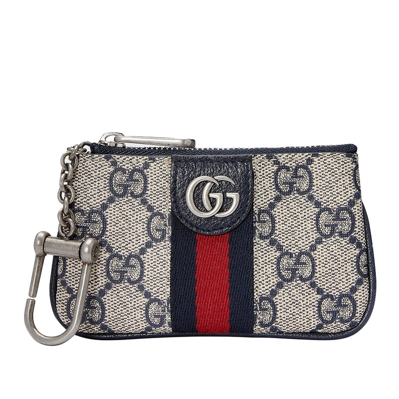 商品Gucci|GUCCI/古驰 22春夏新款Ophidia系列 女士米色/蓝色老花帆布红蓝织带配蓝色皮革吊坠双G钥匙包 67172296IWN4076,价格¥2983,第2张图片详细描述
